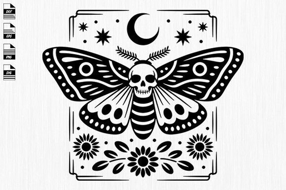 Download Floral Moth Svg,Floral Moth with Skull - Moth Collection
